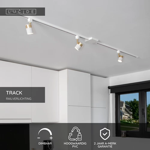 Lucide TRACK L-koppelstuk - 1-fase Railsysteem / Railverlichting - Rechts - Wit (Uitbreiding) - USP